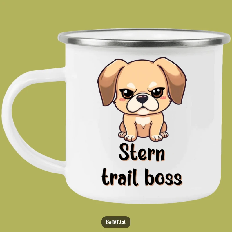 Funny Stern Dog Campfire Mug: Bouncy Pup Drinkware, Great Funny Gift for Outdoor Enthusiasts