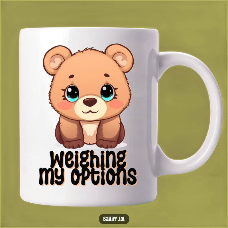 Funny Bear Cub Scale Mug: Curious Observation, Perfect Funny Gift for Pondering Minds