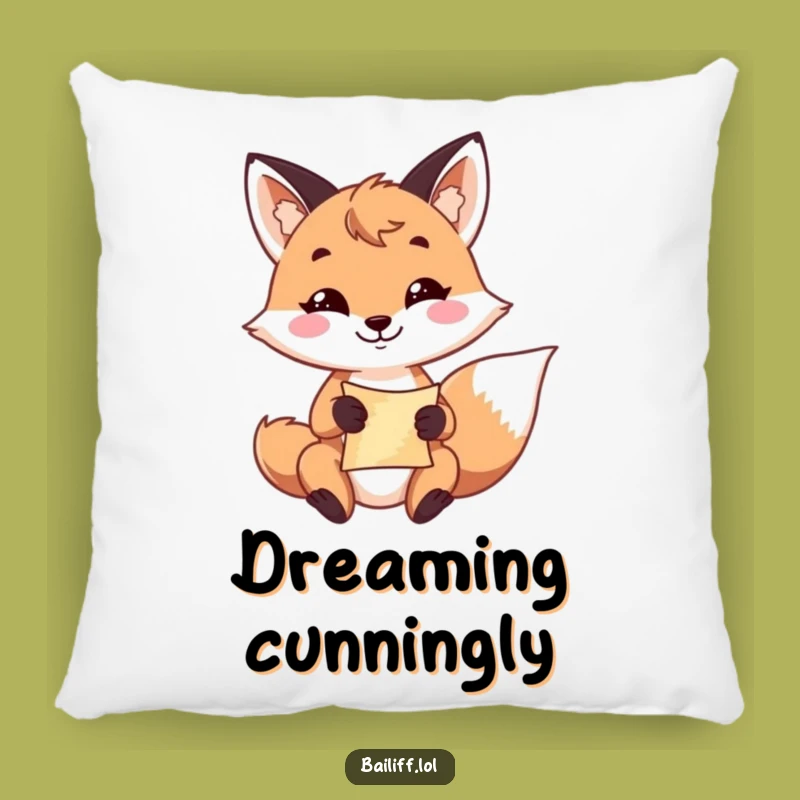 Funny Fox Scroll Pillow: Playful Grin Accent Cushion, Cozy Funny Gift for Story Lovers