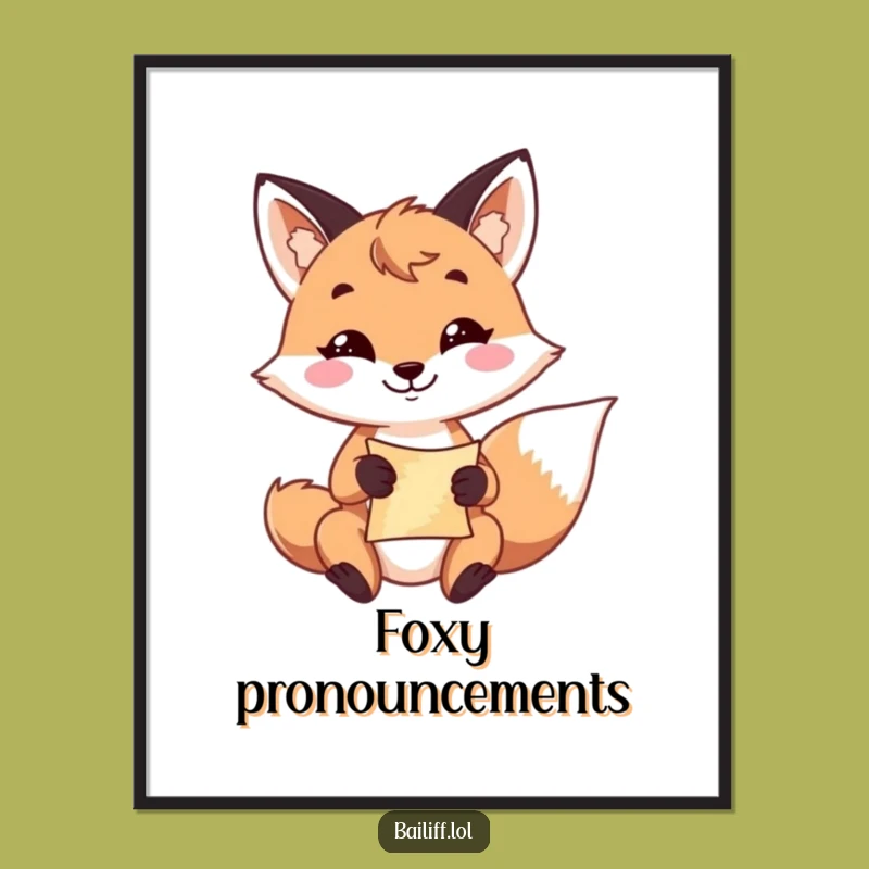 Funny Fox Scroll Digital Print: Resolute Grin Art, Instant Funny Gift for Wall Decor