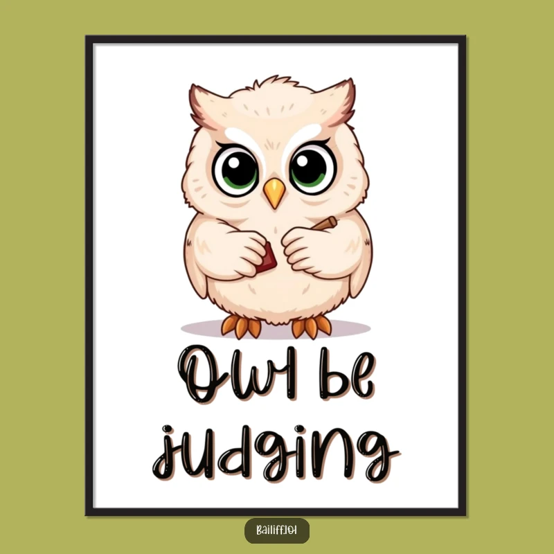 Funny Owl Judge Digital Art - Instant Wise Wall Decor