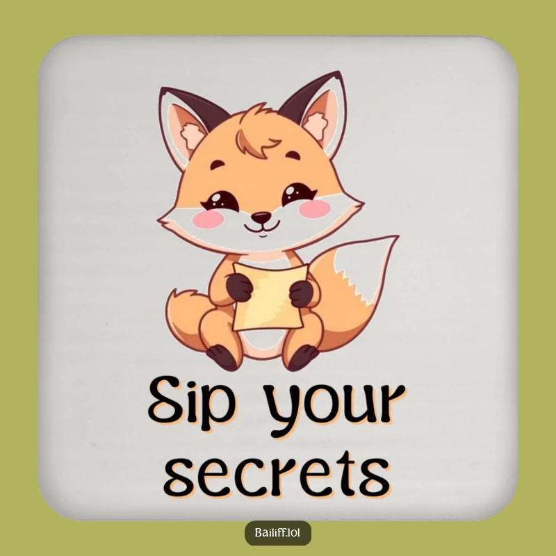 Funny Fox Scroll Coaster: Playful Grin Drink Protector, Chic Funny Gift for Table Protection