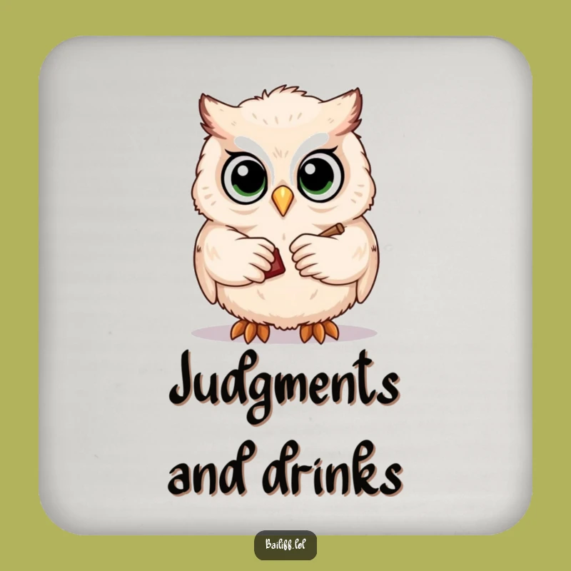 Funny Owl Judge Coaster - Protect Surfaces with Legal Charm