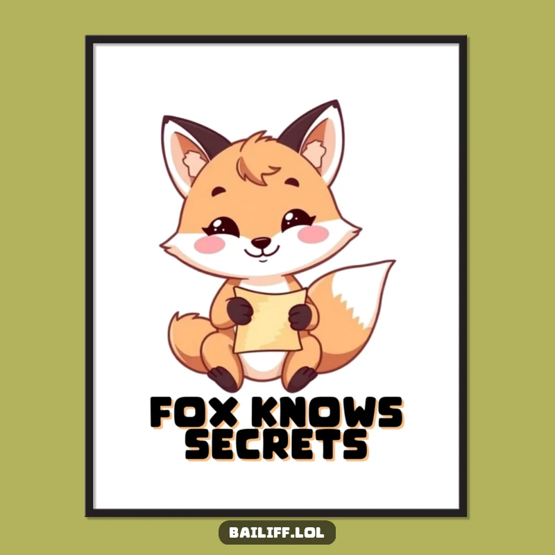 Funny Fox Scroll Poster: Resolute Grin Wall Art, Great Funny Gift for Literary Decor