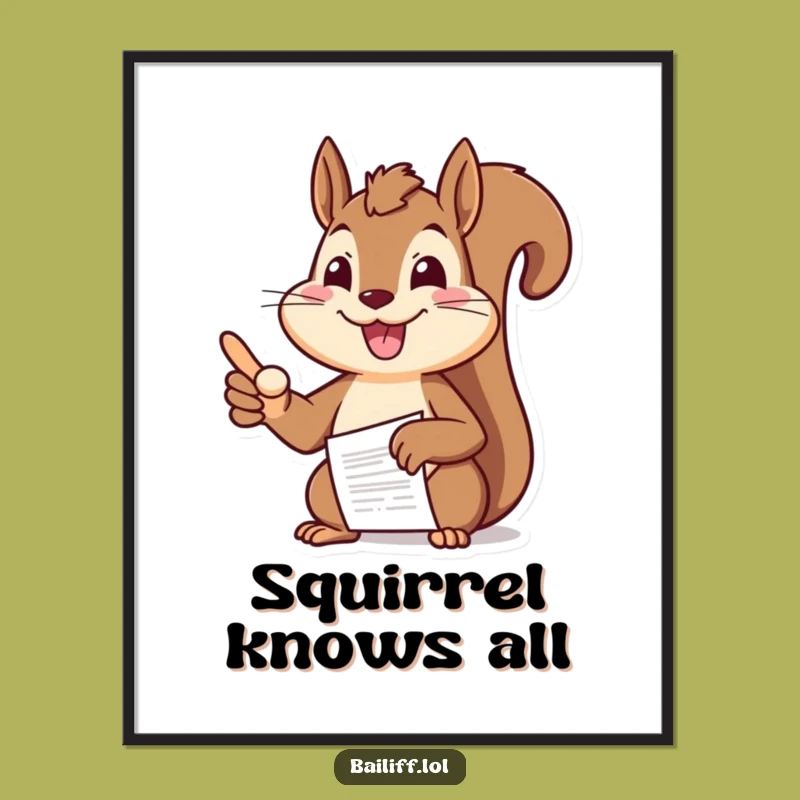 Funny Squirrel Office Poster: Cheerful Document Pointer Art, Great Funny Gift for Wall Decor Art
