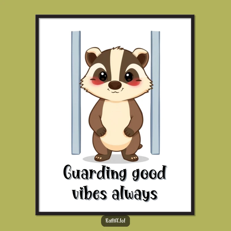 Free Printable Wall Art: Badger Guard Duty Humorous Downloadable Decor