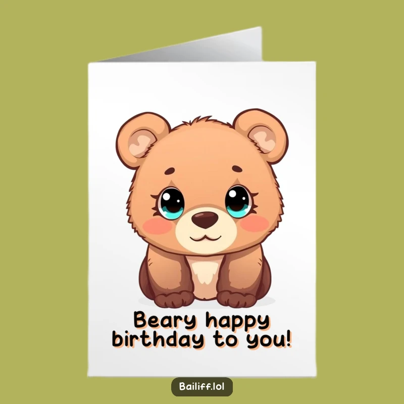 Free Printable Bear Cub Birthday Card: Funny Downloadable Gift for Sweet Celebrations