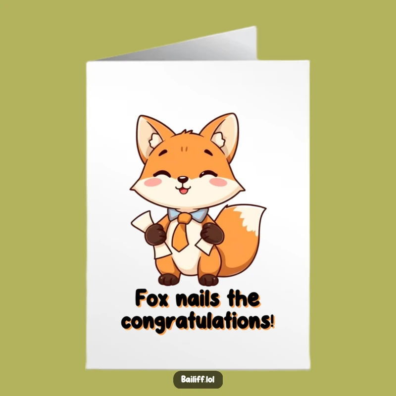Free Printable Congrats Card: Fox Lawyer Achievement Humorous Downloadable Gift