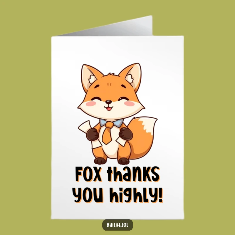 Free Printable Thank You Card: Fox Lawyer Thanks Humorous Downloadable Gift