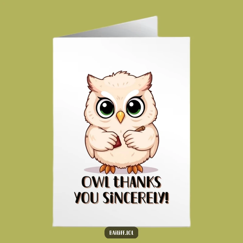 Free Printable Thank You Card: Owl Judge Thanks Humorous Downloadable Gift