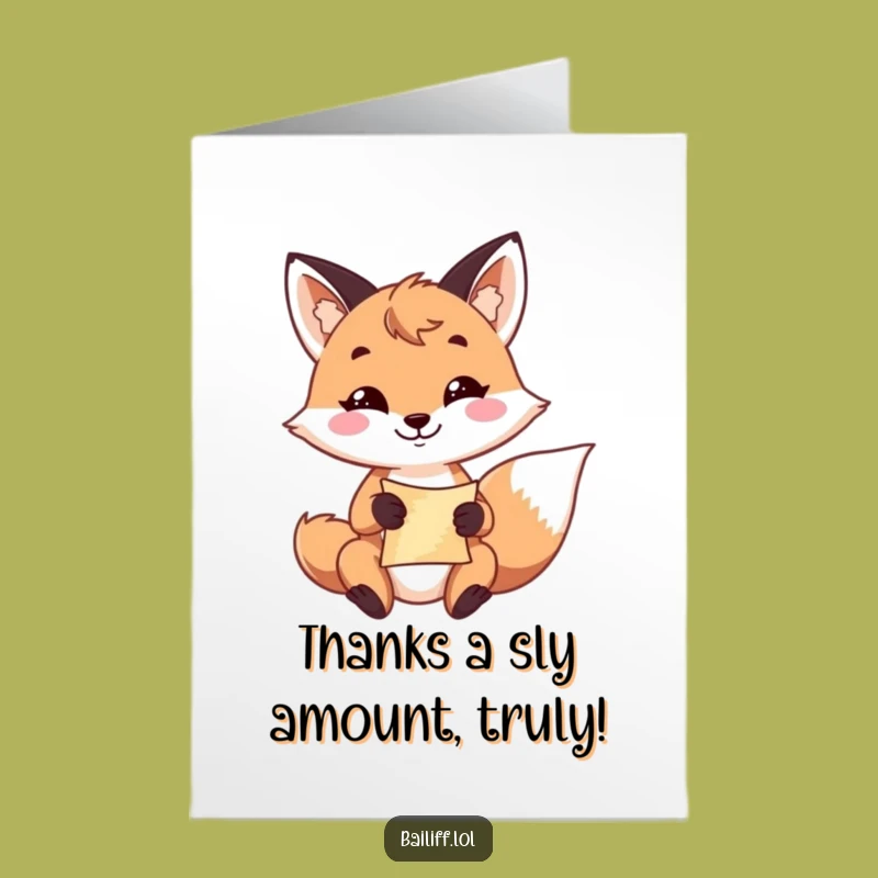 Free Printable Fox Thank You Card: Funny Downloadable Gift for Clever Thanks